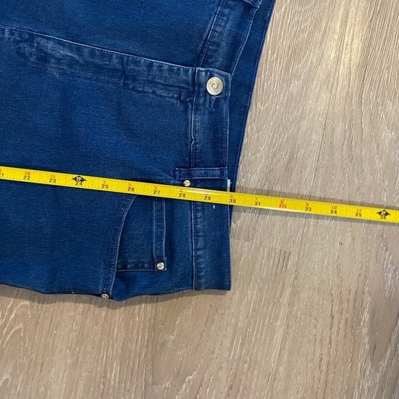 Women's Variation Capris Denim Pants. Blue. Large. Decorated Cutouts Each Side. - Picture 8 of 10